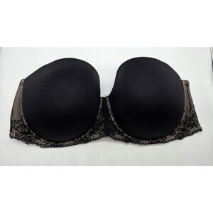 Torrid Bra Womens Size 44DDD Black Lace Multi-Way Strapless Padding Underwire